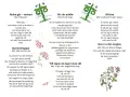Sida med texter till enkla snapsvisor, som "Helan går" och "Uti vår nubbe". Illustrationer av blommor och flaggor.