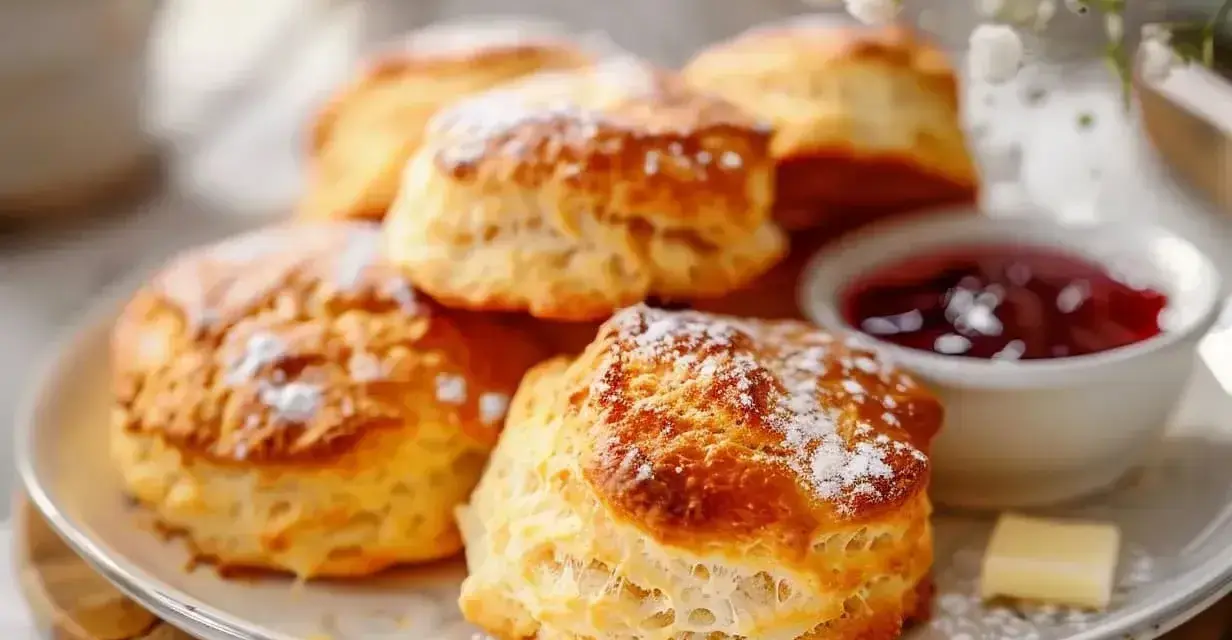Nybakade scones med sylt och smör. Perfekt för fika, undrar vad man kan baka mer?