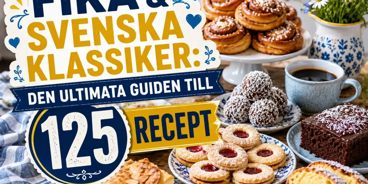 Fika & Svenska Klassiker: Den ultimata guiden till 125 recept. En härlig samling av kanelbullar, chokladkaka, syltkakor och mer.