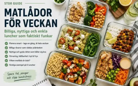 Matlådor för veckan med recept på billiga, nyttiga och enkla luncher. Fem färdiga exempel på matlådor som sparar tid och pengar.