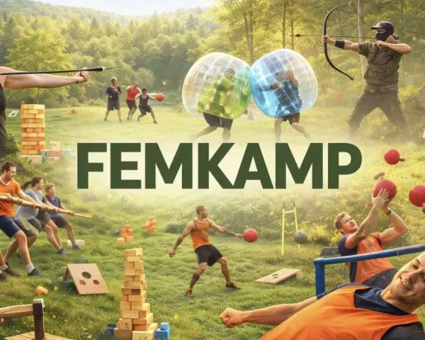 Femkamp med roliga aktiviteter som pilbåge, dragkamp och bollkastning. Perfekta tips på femkamp för en aktiv dag!