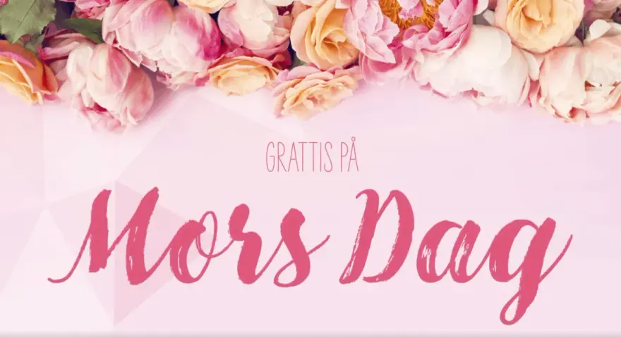 Grattis på Mors Dag! En bukett av rosa och persikofärgade blommor pryder bilden, perfekt för att fira mammas dag.