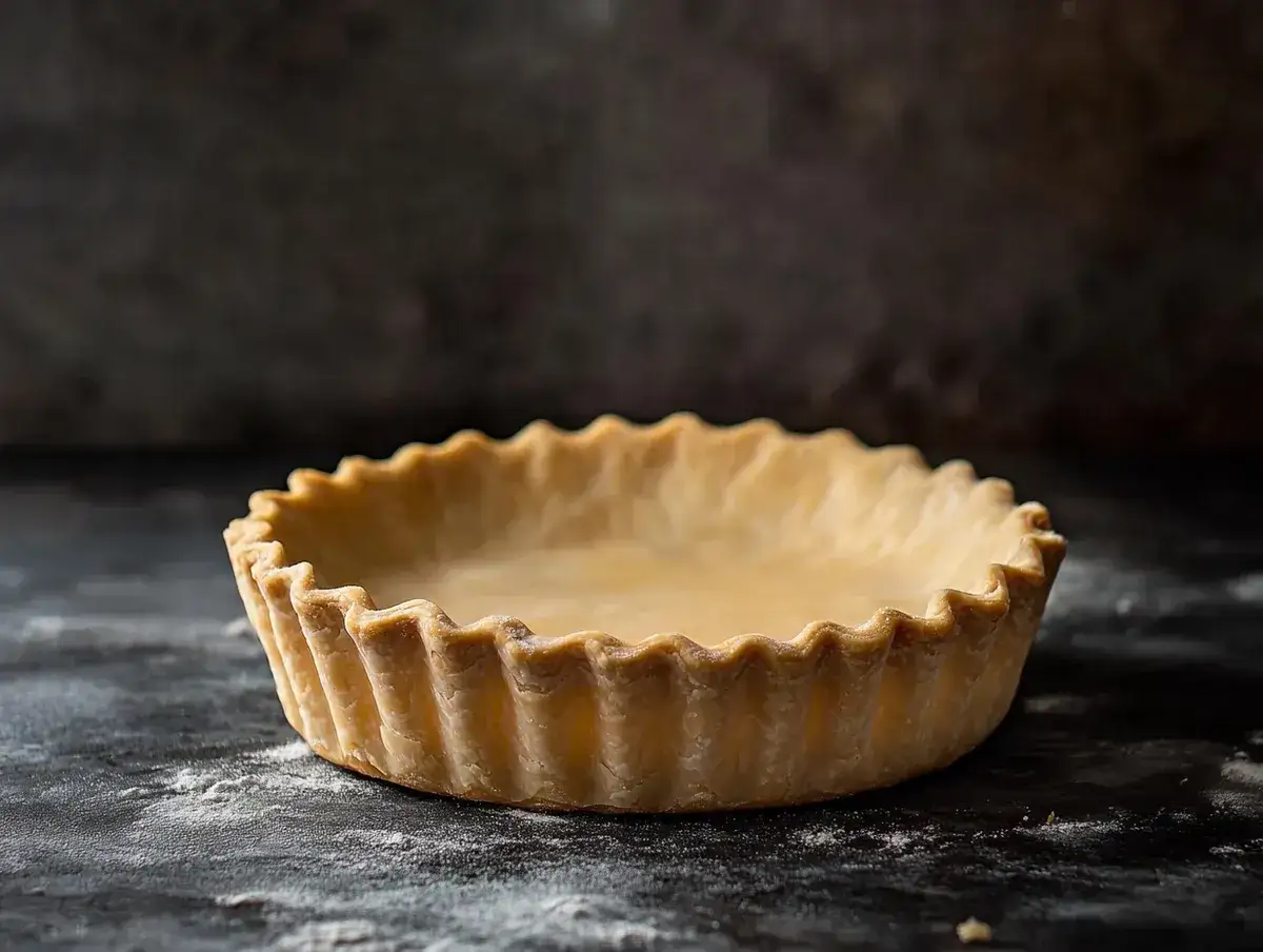 En tom pajskal med vågiga kanter, redo för ditt bästa paj recept.