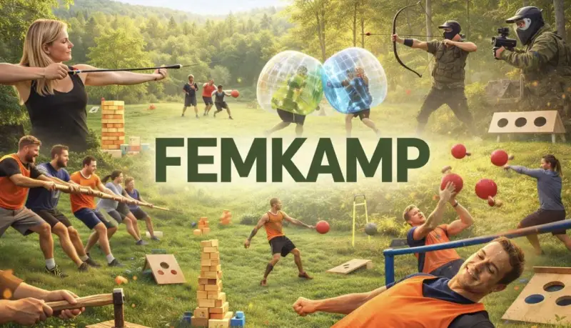 Femkamp med roliga aktiviteter som pilbåge, dragkamp och bollkastning. Perfekta tips på femkamp för en aktiv dag!